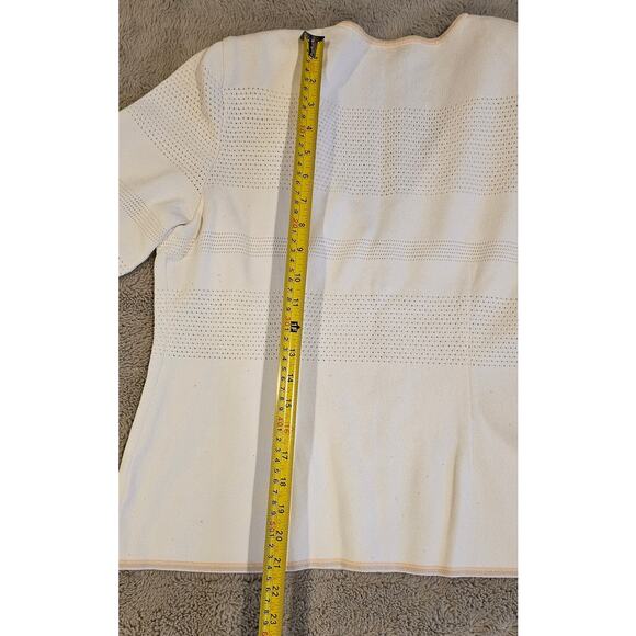 Escada Cardigan Knit Sweater Jewel Buttons Light Pastel Trim Viscose Blend, Sz L - Picture 9 of 11